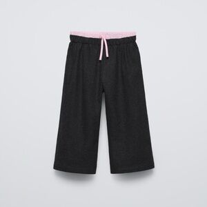 Zara Wide Leg Pants in Charcoal and Light Pink